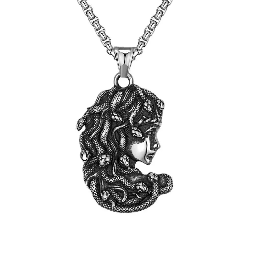 Silver Medusa Pendant Necklace